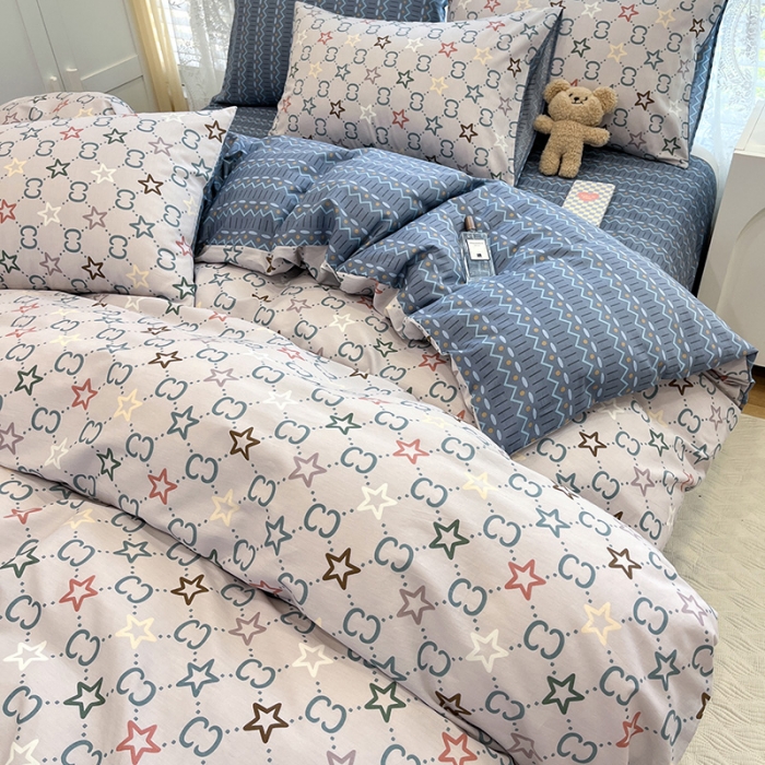 91家纺网 家纺一手货源 找家纺 晨希 2023年新款全棉印花北欧款多规格四件套 清风