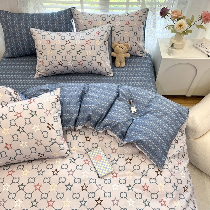 91家纺网 家纺一手货源 找家纺 晨希 2023年新款全棉印花北欧款多规格四件套 清风