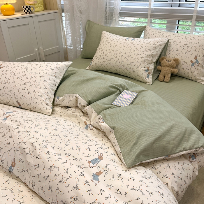 91家纺网 家纺一手货源 找家纺 晨希2023年新款全棉花卉印花简约款多规格四件套 彼得兔