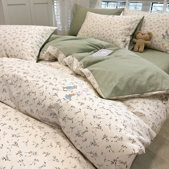 91家纺网 家纺一手货源 找家纺 晨希2023年新款全棉花卉印花简约款多规格四件套 彼得兔