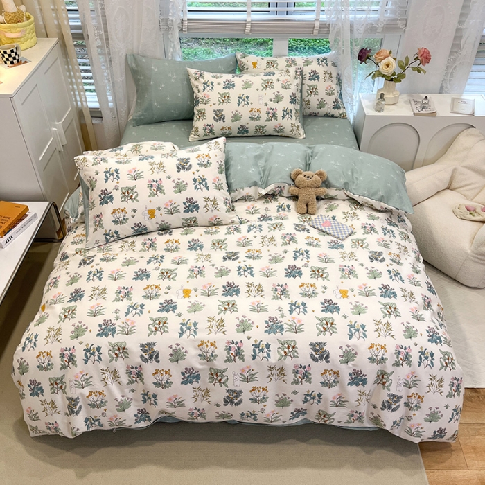 91家纺网 家纺一手货源 找家纺 晨希2023年新款全棉花卉印花简约款多规格四件套 落离