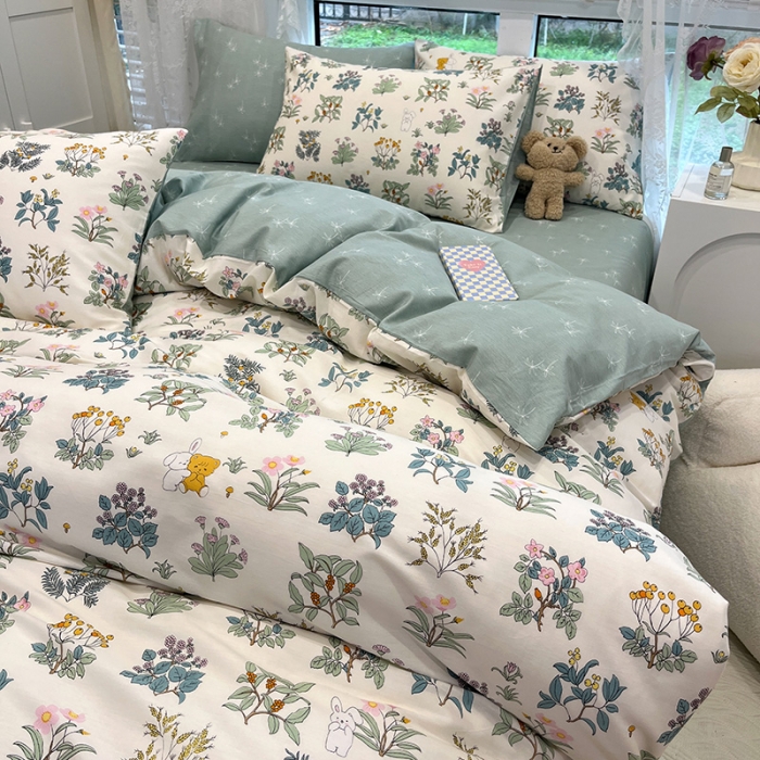 91家纺网 家纺一手货源 找家纺 晨希2023年新款全棉花卉印花简约款多规格四件套 落离