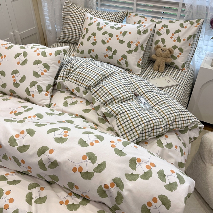 91家纺网 家纺一手货源 找家纺 晨希2023年新款全棉花卉印花简约款多规格四件套 杏花雨