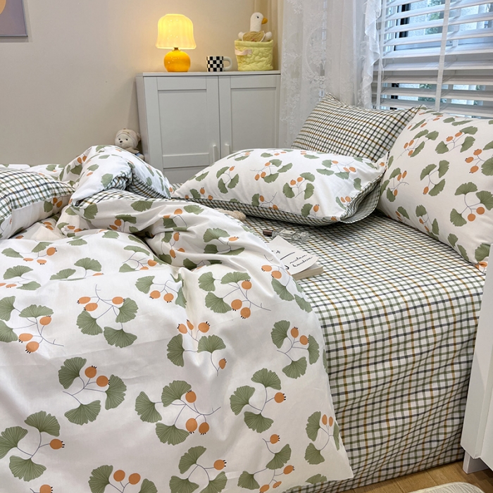 91家纺网 家纺一手货源 找家纺 晨希2023年新款全棉花卉印花简约款多规格四件套 杏花雨