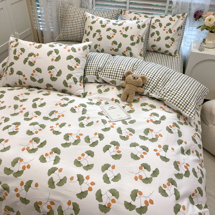 91家纺网 家纺一手货源 找家纺 晨希2023年新款全棉花卉印花简约款多规格四件套 杏花雨