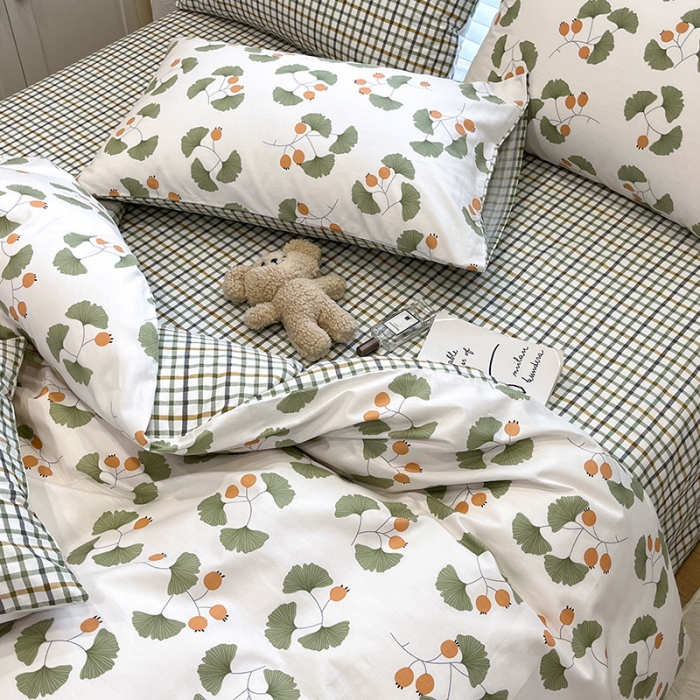 91家纺网 家纺一手货源 找家纺 晨希2023年新款全棉花卉印花简约款多规格四件套 杏花雨