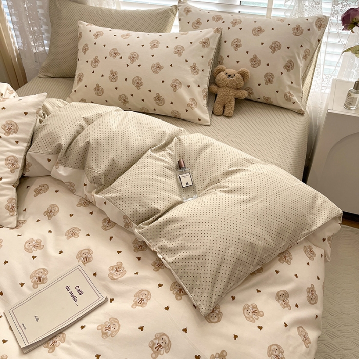 91家纺网 家纺一手货源 找家纺 晨希2023年新款全棉卡通印花简约款多规格四件套  绒兔