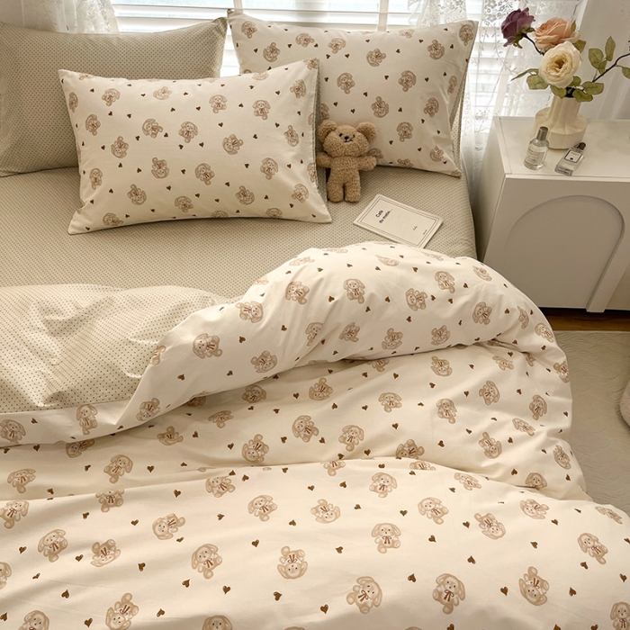 91家纺网 家纺一手货源 找家纺 晨希2023年新款全棉卡通印花简约款多规格四件套  绒兔