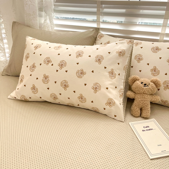 91家纺网 家纺一手货源 找家纺 晨希2023年新款全棉卡通印花简约款多规格四件套  绒兔