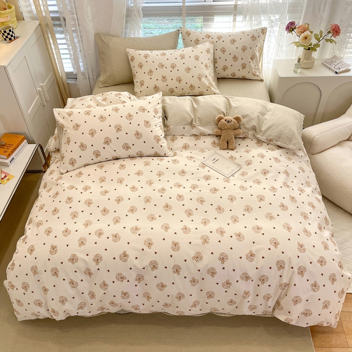 91家纺网 家纺一手货源 找家纺 晨希2023年新款全棉卡通印花简约款多规格四件套  绒兔