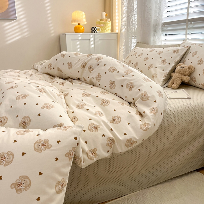 91家纺网 家纺一手货源 找家纺 晨希2023年新款全棉卡通印花简约款多规格四件套  绒兔