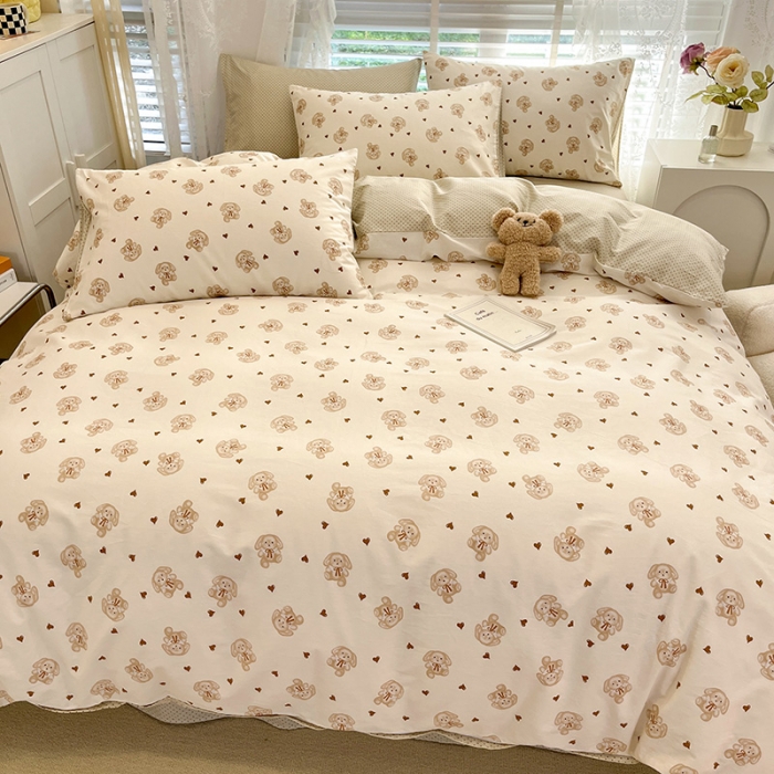 91家纺网 家纺一手货源 找家纺 晨希2023年新款全棉卡通印花简约款多规格四件套  绒兔