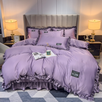 91家纺网 家纺一手货源 找家纺 2025款韩版水洗真丝四件套天丝四件套