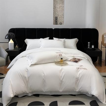 91家纺网 家纺一手货源 找家纺 凯磊 新款高支高密.长绒棉刺绣四件套--浪漫 浪漫-富士白