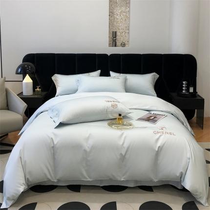 91家纺网 家纺一手货源 找家纺 凯磊 新款高支高密.长绒棉刺绣四件套--浪漫 浪漫-浅云兰