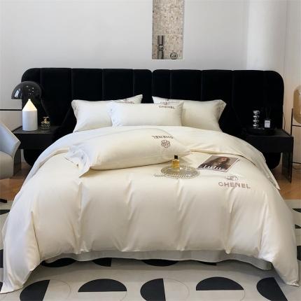 91家纺网 家纺一手货源 找家纺 凯磊 新款高支高密.长绒棉刺绣四件套--浪漫 浪漫-乳白色