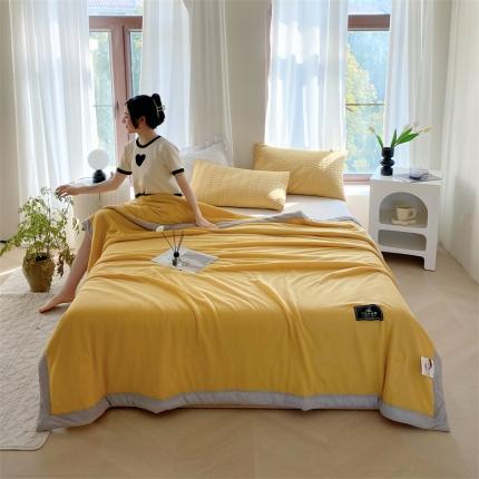 91家纺网 家纺一手货源 找家纺 （总）兄弟坊 2023新款凉感丝华夫格纯色包边大豆夏被