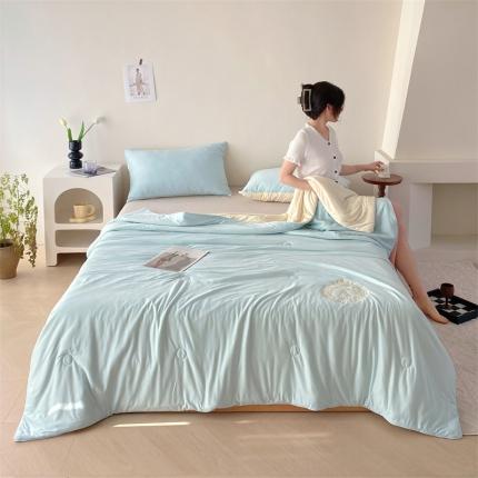 91家纺网 家纺一手货源 找家纺 (总) 兄弟坊 2024新款针织棉纯色刺绣夏被