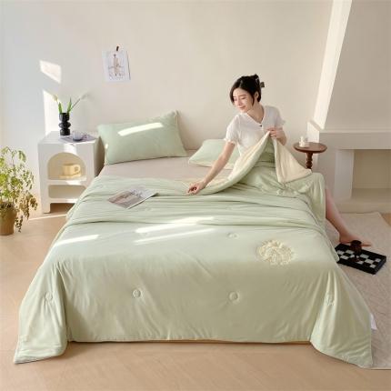 91家纺网 家纺一手货源 找家纺 (总) 兄弟坊 2024新款针织棉纯色刺绣夏被