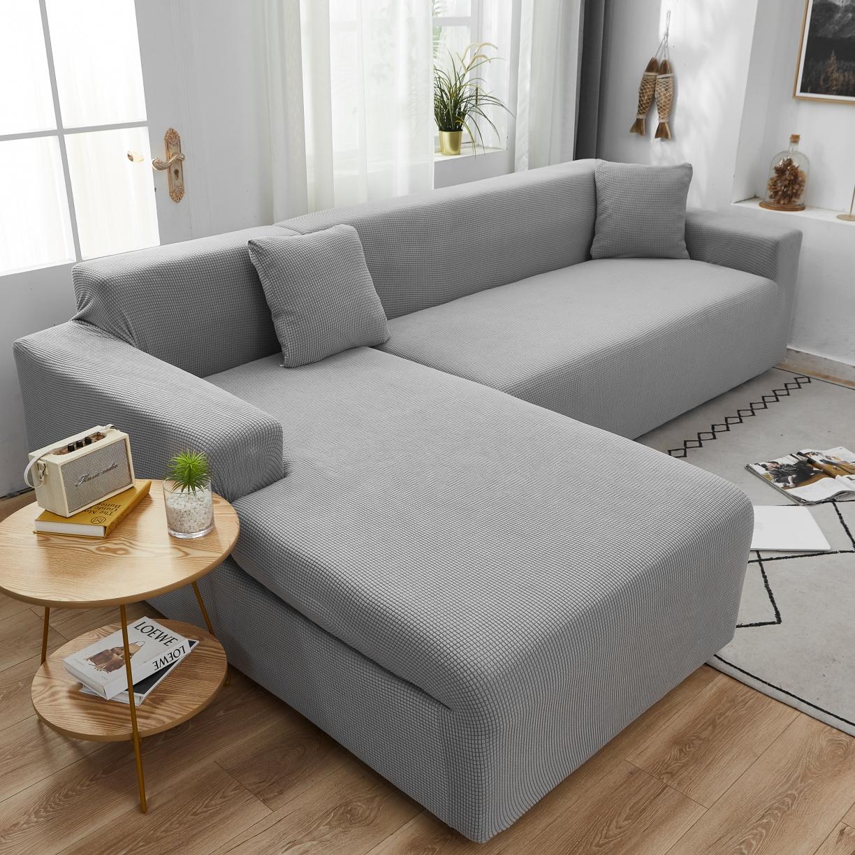 91家纺网 家纺一手货源 找家纺 丝绮鹿 2023新款玉米粒全包沙发套 贵妃沙发-浅灰