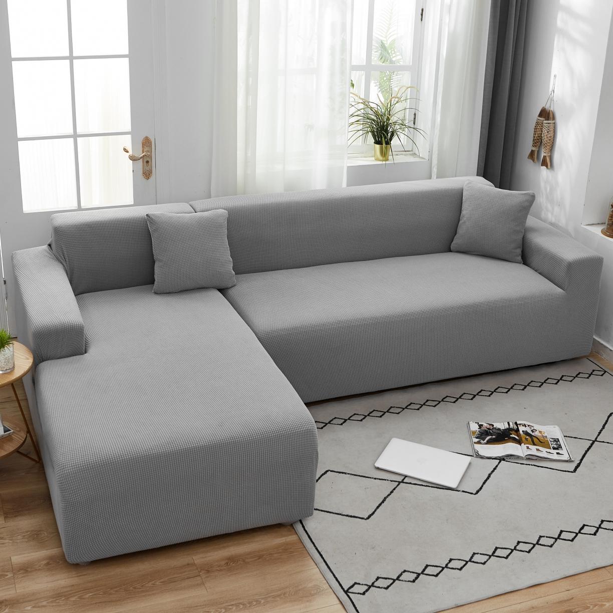 91家纺网 家纺一手货源 找家纺 丝绮鹿 2023新款玉米粒全包沙发套 贵妃沙发-浅灰