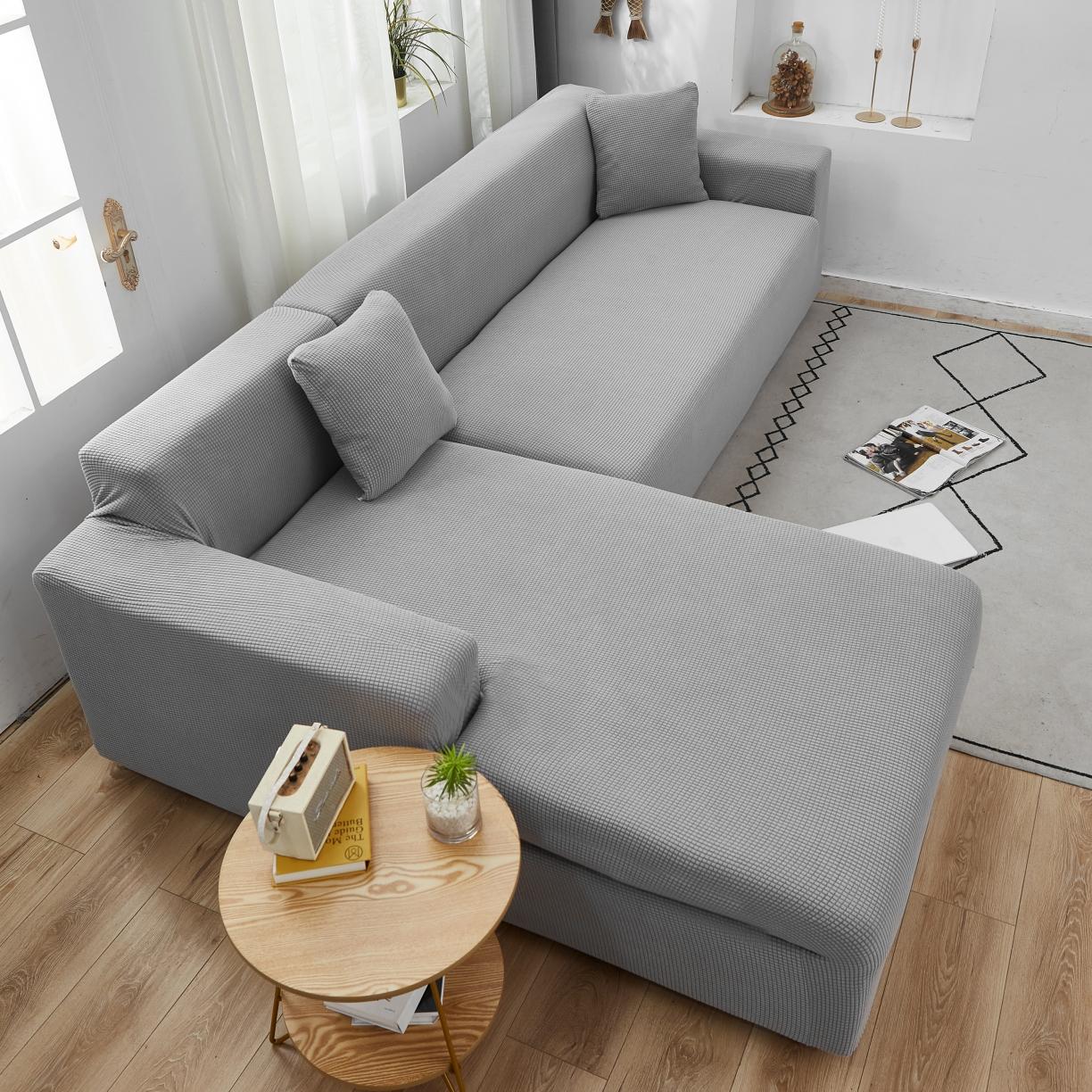 91家纺网 家纺一手货源 找家纺 丝绮鹿 2023新款玉米粒全包沙发套 贵妃沙发-浅灰