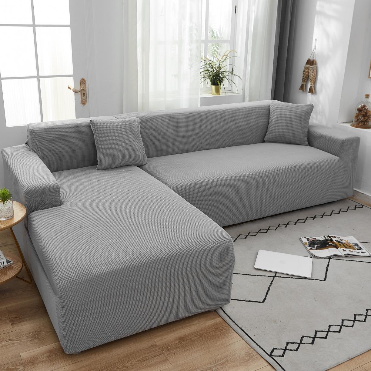 91家纺网 家纺一手货源 找家纺 丝绮鹿 2023新款玉米粒全包沙发套 贵妃沙发-浅灰