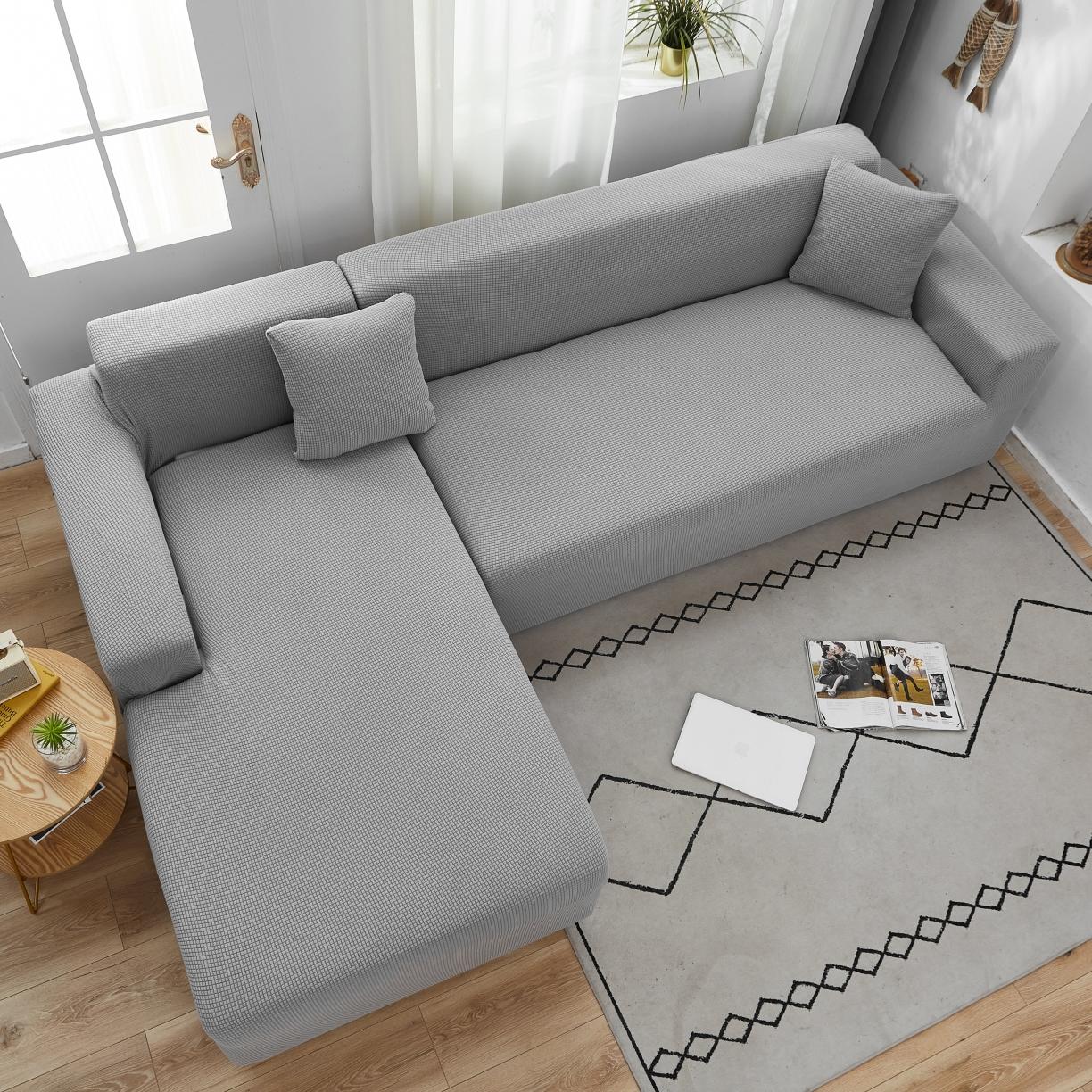 91家纺网 家纺一手货源 找家纺 丝绮鹿 2023新款玉米粒全包沙发套 贵妃沙发-浅灰