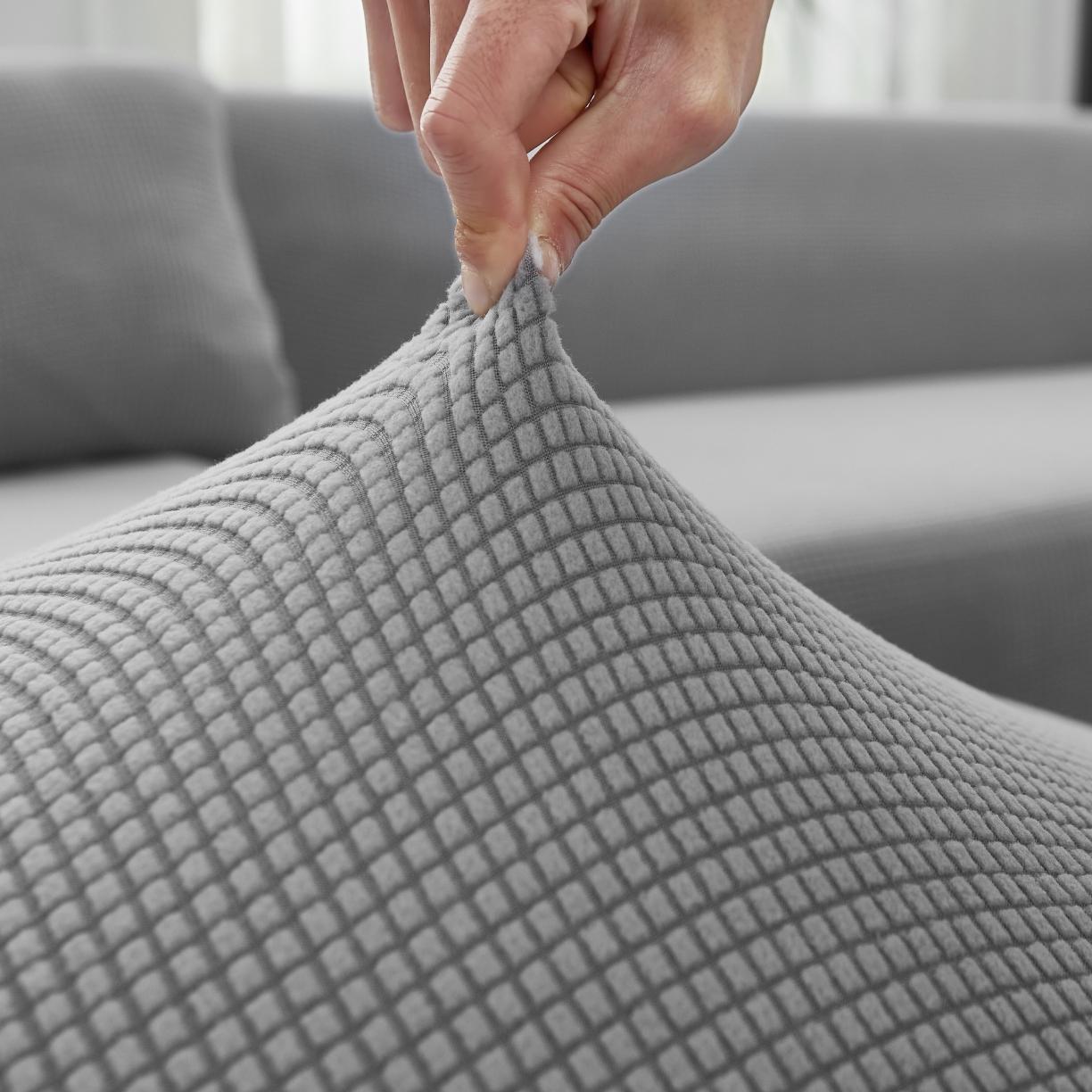 91家纺网 家纺一手货源 找家纺 丝绮鹿 2023新款玉米粒全包沙发套 贵妃沙发-浅灰