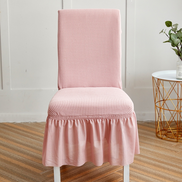 91家纺网 家纺一手货源 找家纺 丝绮鹿 2023新款玉米粒椅子套（裙边款） 暗粉