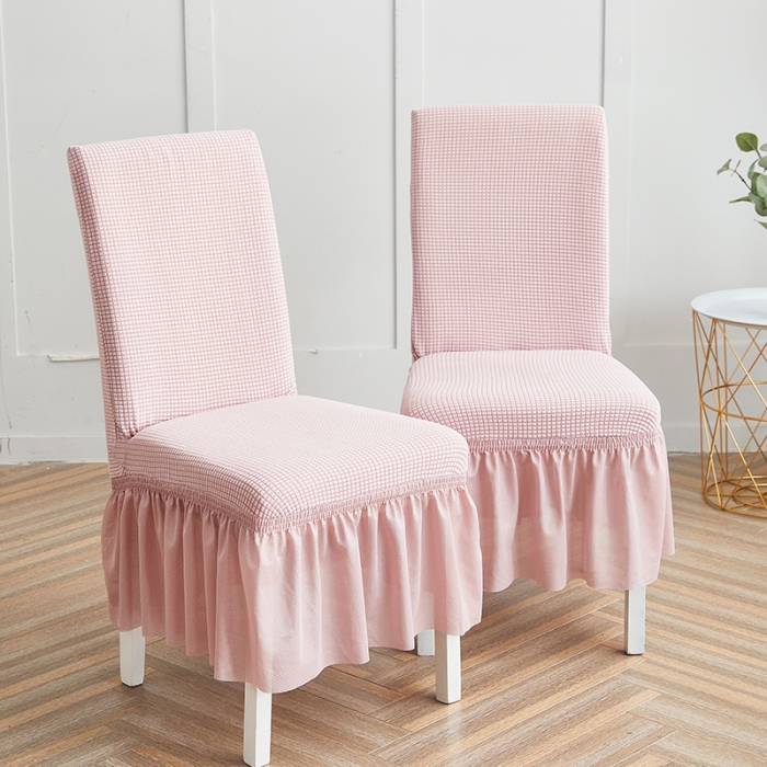 91家纺网 家纺一手货源 找家纺 丝绮鹿 2023新款玉米粒椅子套（裙边款） 暗粉