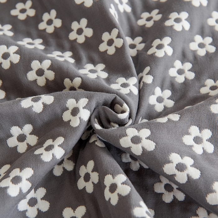 91家纺网 家纺一手货源 找家纺 棠薇 2023新款全棉四层花边款枕巾 75*52cm/对花边款 小菊灰