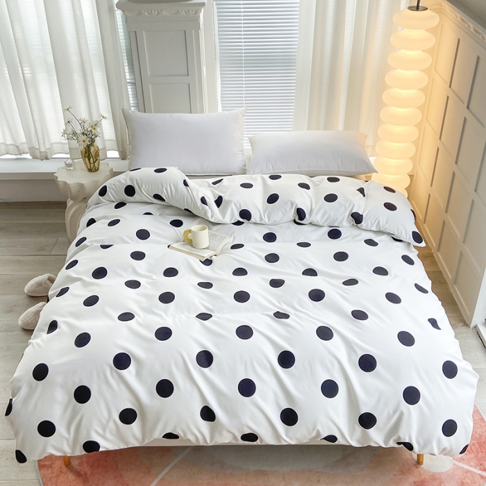 91家纺网 家纺一手货源 找家纺 家贝爱 2023新款亲肤裸睡水洗棉四件套 波点粉