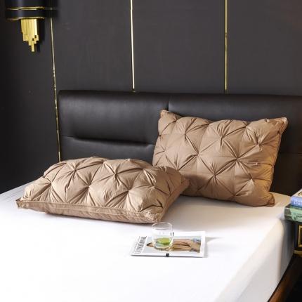 缔莱 2023新款95白鹅绒羽绒枕头枕芯 咖啡色48*74cm低枕