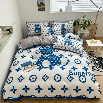 91家纺网 家纺一手货源 找家纺 色鬼布艺 2023新款博主风春夏冰丝四件套水洗真丝天丝床单床笠款四件套