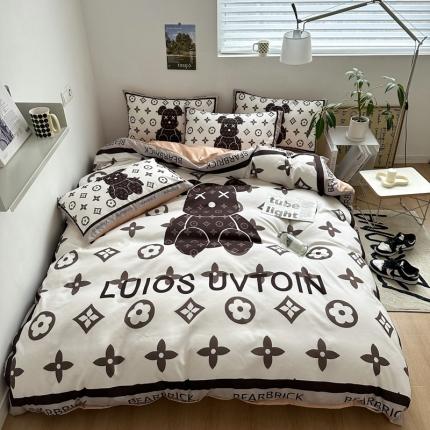 91家纺网 家纺一手货源 找家纺 色鬼布艺 2023新款博主风春夏冰丝四件套水洗真丝天丝床单床笠款四件套