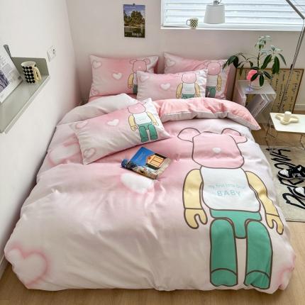 91家纺网 家纺一手货源 找家纺 色鬼布艺 2023新款博主风水洗真丝天丝床单床笠款四件套 炫彩