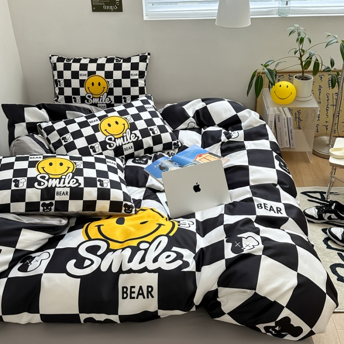 91家纺网 家纺一手货源 找家纺 色鬼布艺 2023新款博主风水洗真丝天丝床单床笠款四件套 表情