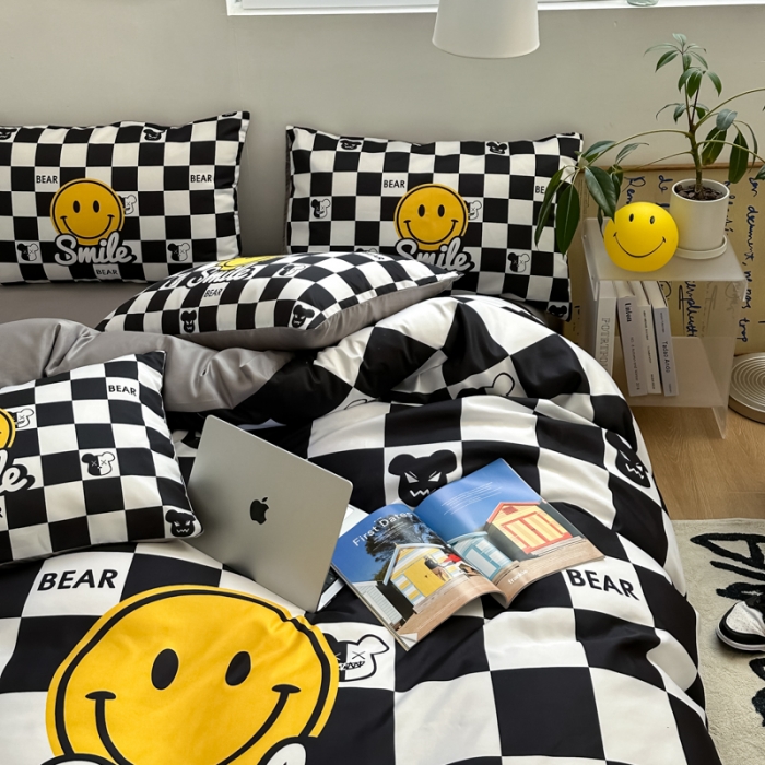 91家纺网 家纺一手货源 找家纺 色鬼布艺 2023新款博主风水洗真丝天丝床单床笠款四件套 表情