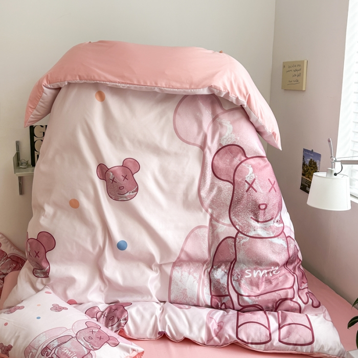 91家纺网 家纺一手货源 找家纺 色鬼布艺 2023新款博主风水洗真丝天丝床单床笠款四件套 流沙