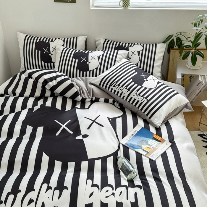 91家纺网 家纺一手货源 找家纺 色鬼布艺 2023新款博主风水洗真丝天丝床单床笠款四件套 律动