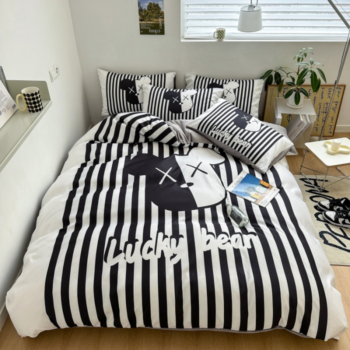 91家纺网 家纺一手货源 找家纺 色鬼布艺 2023新款博主风水洗真丝天丝床单床笠款四件套 律动