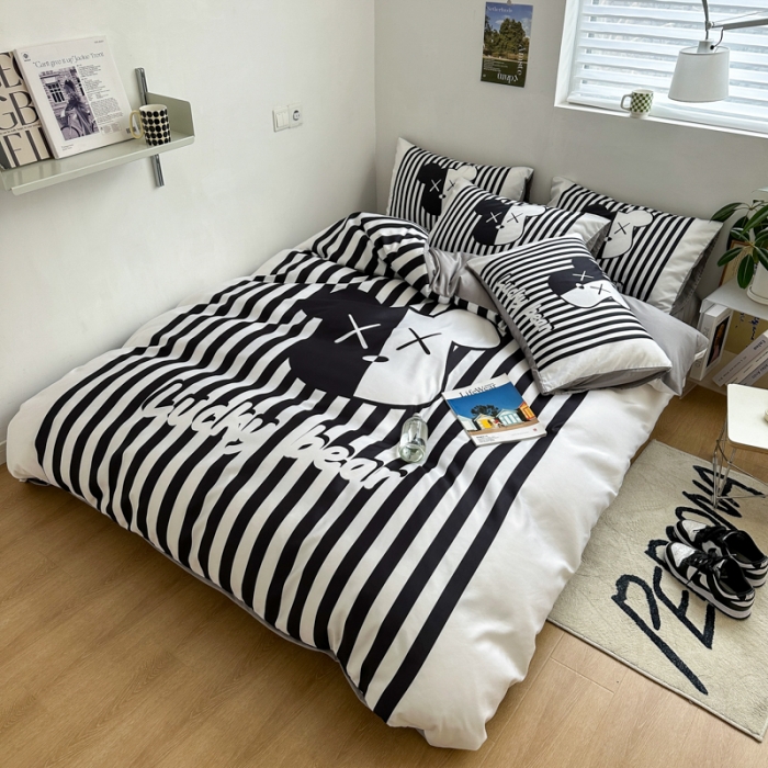 91家纺网 家纺一手货源 找家纺 色鬼布艺 2023新款博主风水洗真丝天丝床单床笠款四件套 律动