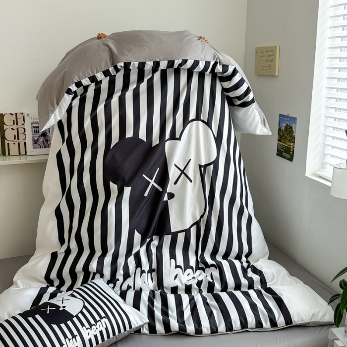 91家纺网 家纺一手货源 找家纺 色鬼布艺 2023新款博主风水洗真丝天丝床单床笠款四件套 律动