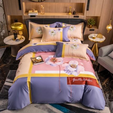 91家纺网 家纺一手货源 找家纺 （总）雲归梦2023新款13372全棉活性大版印花简约居家四件套