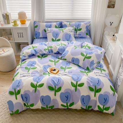 木堇家居 2023新款13372全棉印花四件套 蓝菲