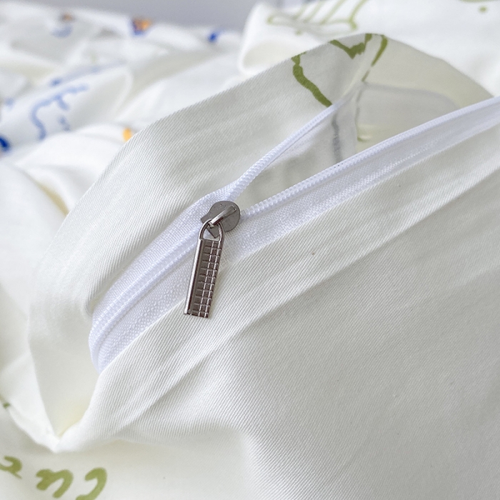 91家纺网 家纺一手货源 找家纺 木堇家居 2023新款13372全棉印花四件套 奶油小白