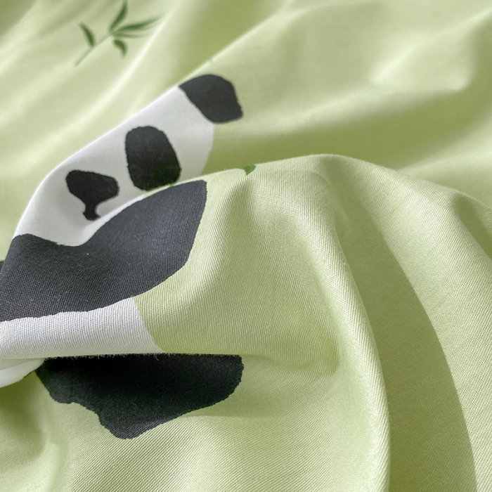 91家纺网 家纺一手货源 找家纺 木堇家居 2023新款13372全棉印花四件套 熊猫盼达