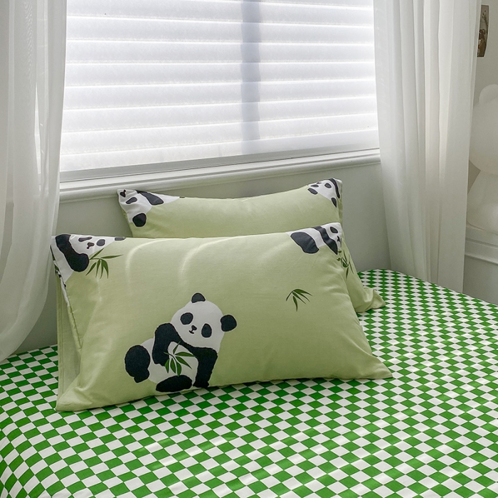 91家纺网 家纺一手货源 找家纺 木堇家居 2023新款13372全棉印花四件套 熊猫盼达