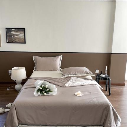 91家纺网 家纺一手货源 找家纺 汇庭 2023新款大豆蛋白纤维山茶花夏被 香槟金